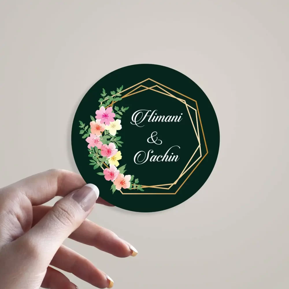 Custom bride and groom name wedding invitation stickers