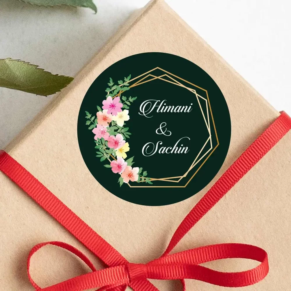 Custom bride and groom name wedding invitation stickers Online