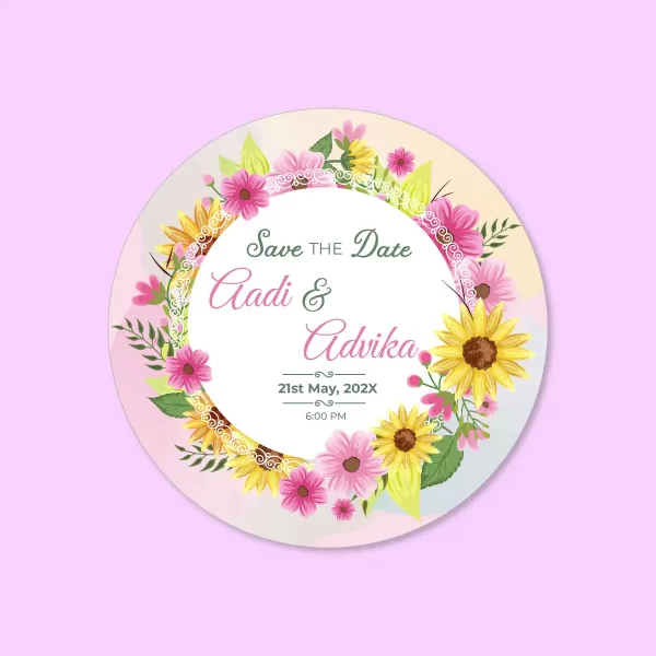 Save the date, elegant waterproof custom sticker with bride and groom's name